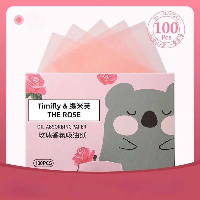 100 Pieces Fragrance Facial Oil-absorbing Paper for T-zone Oil Control Peaceful Pleasures Health and Wellness Rose