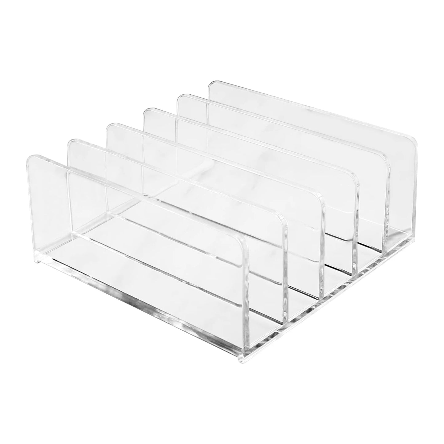 Clear Acrylic Magazine File Holder & Desk Organiser | 4–5 Slots Desktop File Organiser Peaceful Pleasures Health and Wellness Five Grids