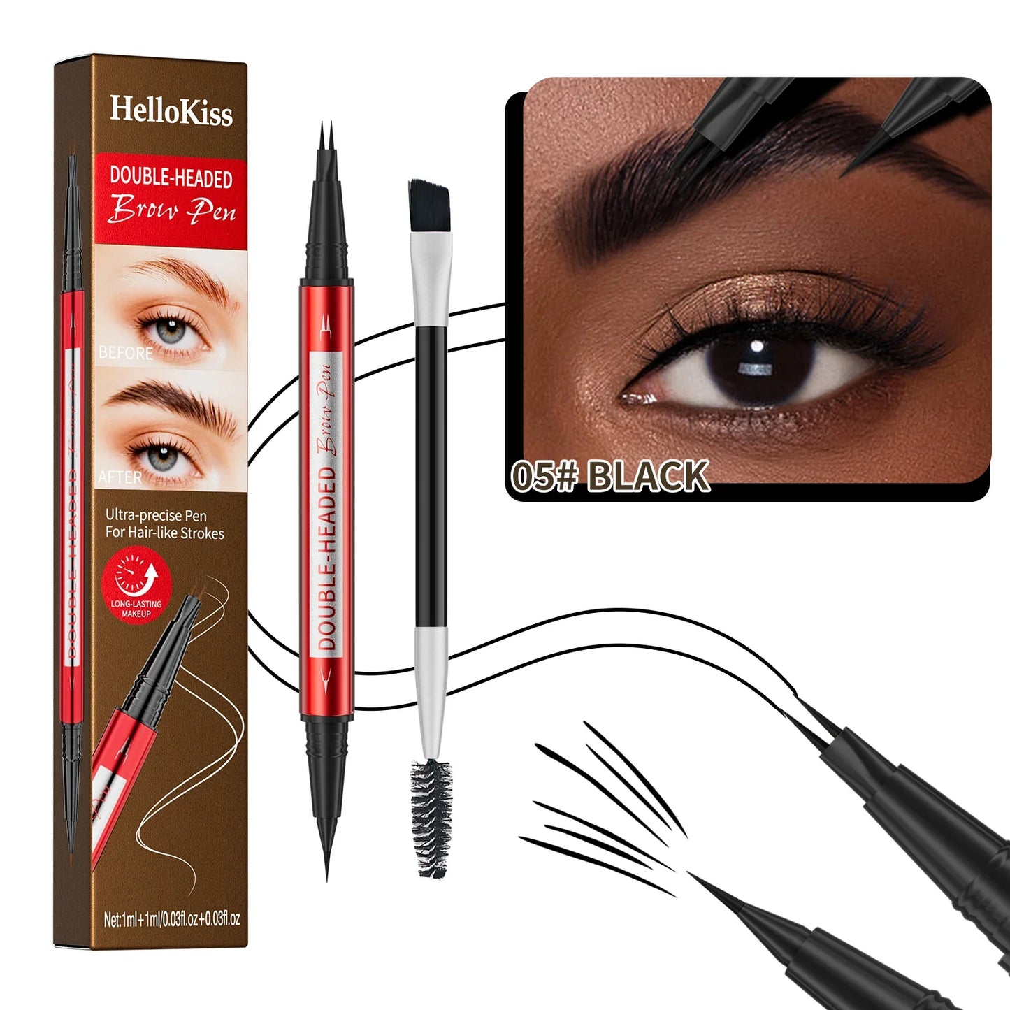 Hello Kiss Microblading Eyebrow Pen – Waterproof, 5 Colors