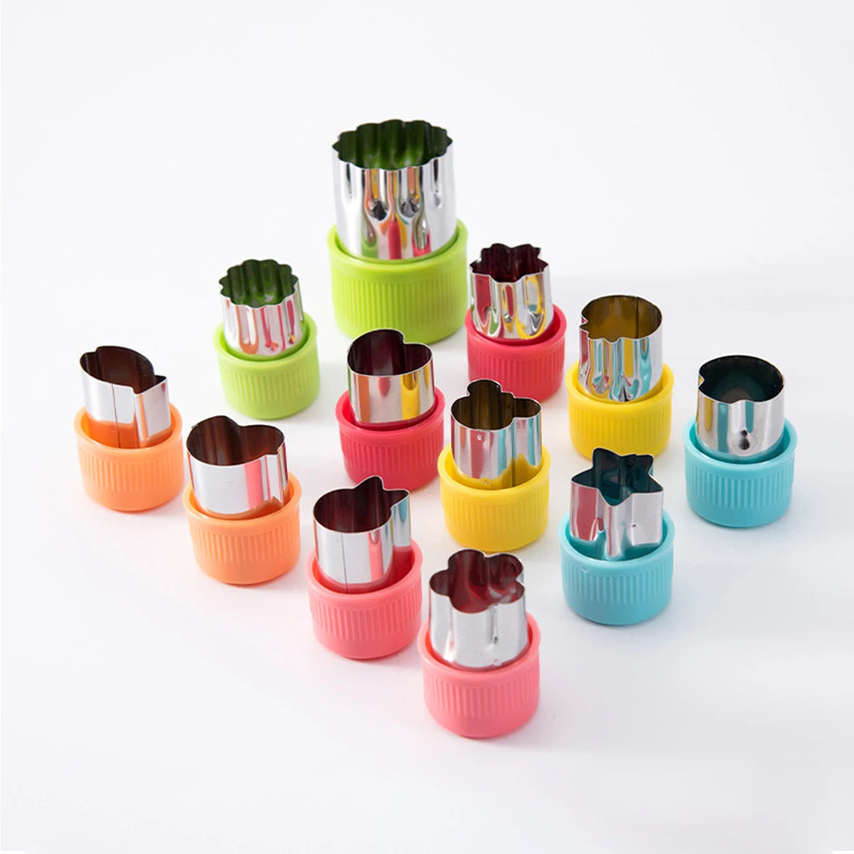 12 Pcs Vegetable Cutter Shapes Sets Mini Size Cutters Fruit Cutters Kids Food Cutters Pastry Stamps Mold Biscuits Peaceful Pleasures Health and Wellness Mixed color