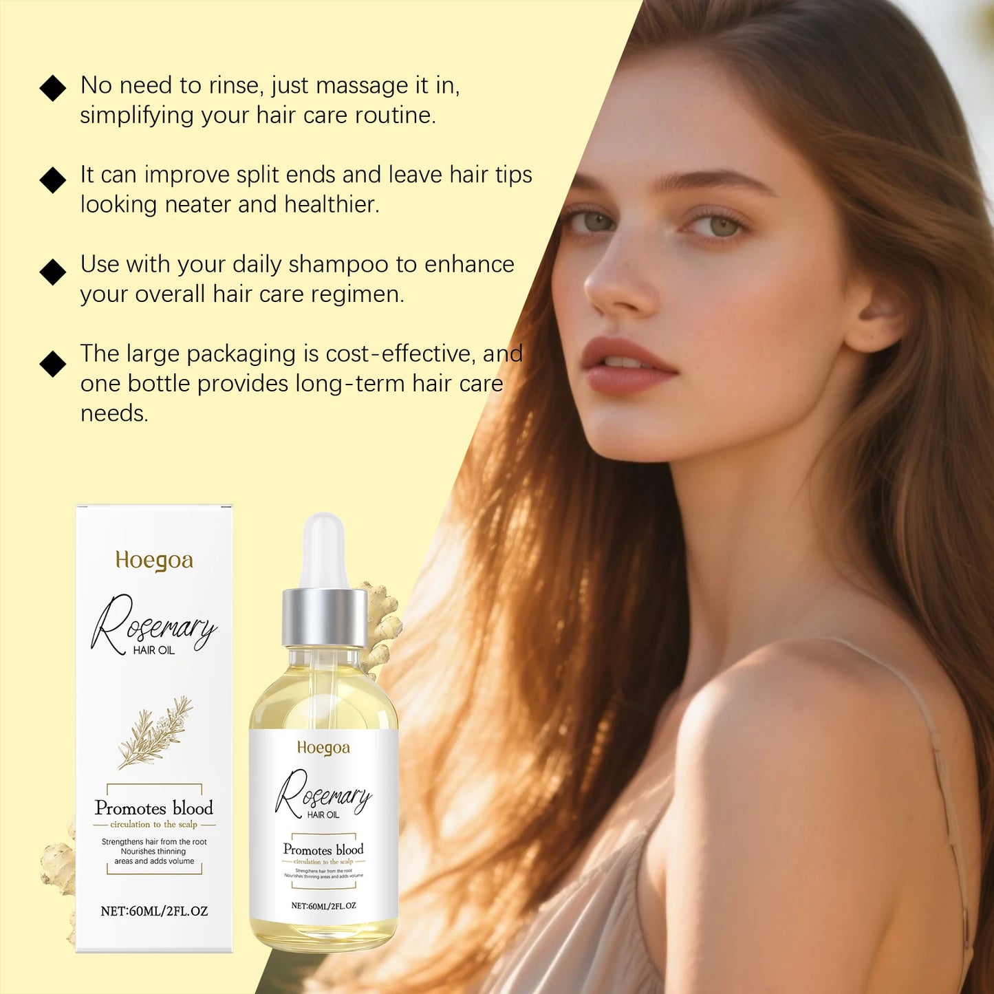 Rosemary & Ginger Root Hair Oil 60ml | Scalp & Frizz Control