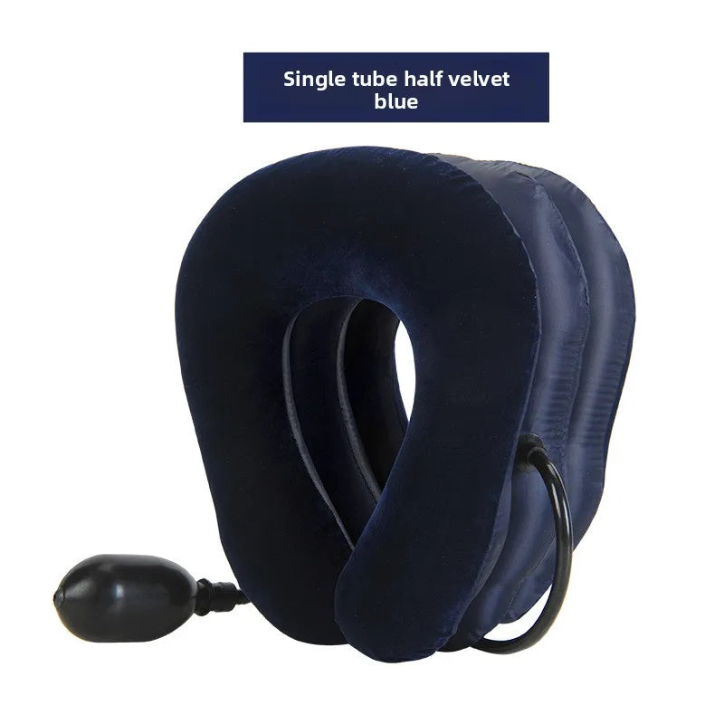 U Neck Pillow Air Inflatable Pillow Cervical Brace Neck Shoulder Pain Relax Support Massager Pillow Air Cushion Traction Soft Peaceful Pleasures Health and Wellness Blue