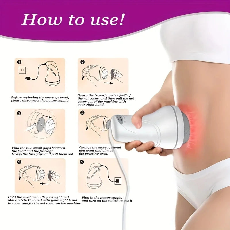 Full-Body Fitness Relaxation Massager, Multifunctional Electric Body Massager, Sports Fitness Equipment, Multifunctional Handheld Massager, Suitable for Arms/Belly/Thighs, Comes with 8 Interchangeable Massage Heads, the Best Peaceful Pleasures Health and Wellness