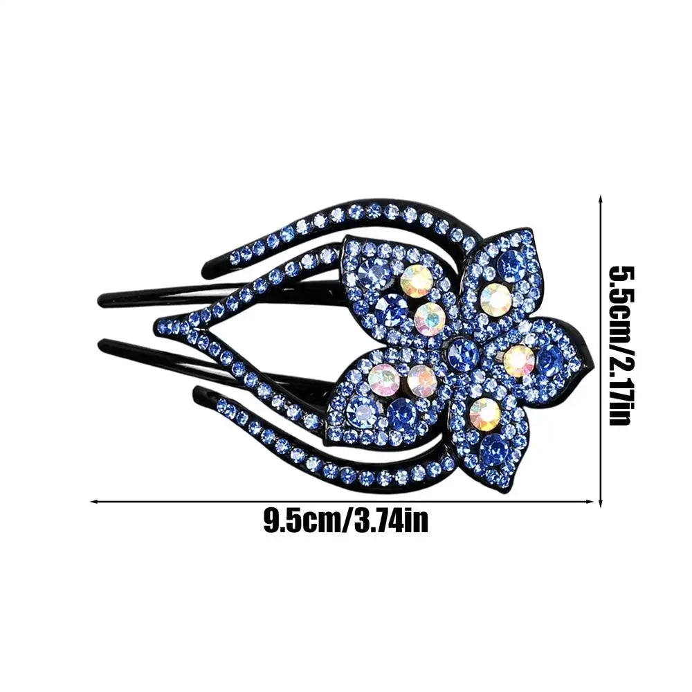 Crystal Flower Duckbill Hair Clip – Rhinestone Barrette for Women