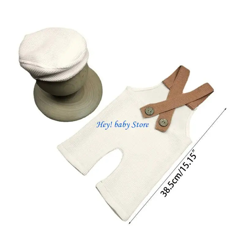Newborn Duck-Billed Beanie & Suspender Pants Photo Set | 0–6M