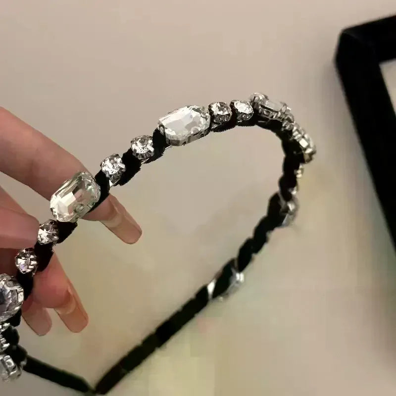 Velvet Rhinestone Hair Headband for Women – Luxury Style