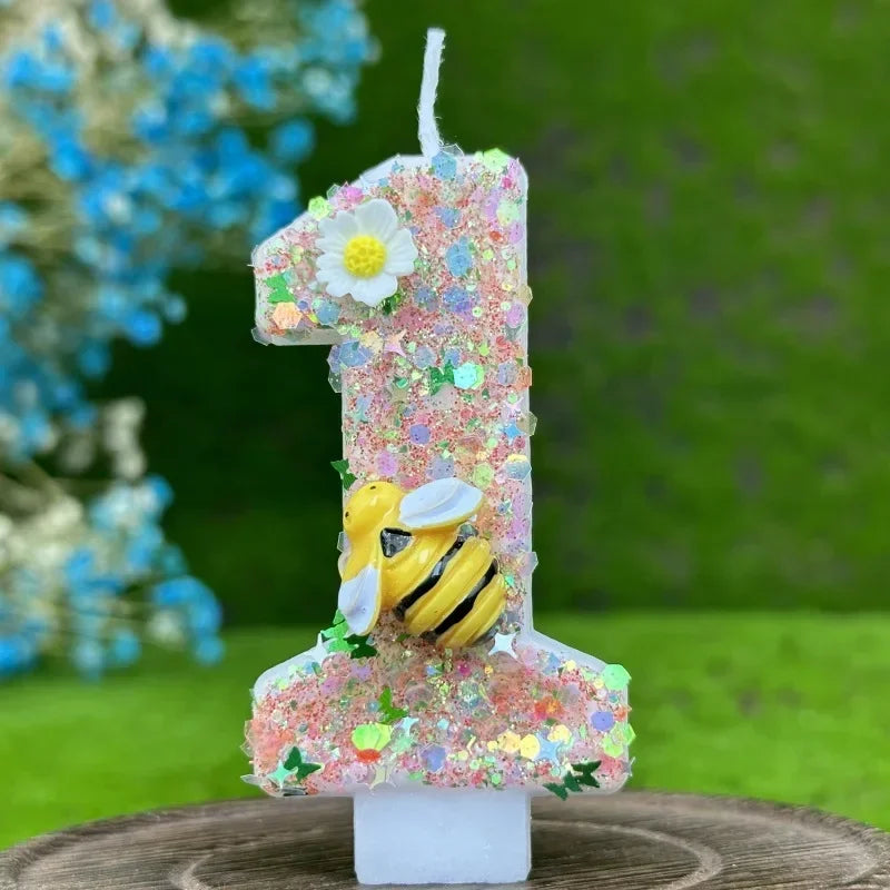 Party 0-9 Number Digital Birthday Candle Cake Decoration New Year's Eve Creative Bee and Wasp Decorative Candles Birthday Cake Peaceful Pleasures Health and Wellness 1