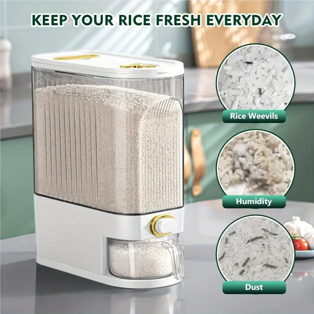 Rice Dispenser 5kg/10kg | Pantry Storage Container & Measuring Cup