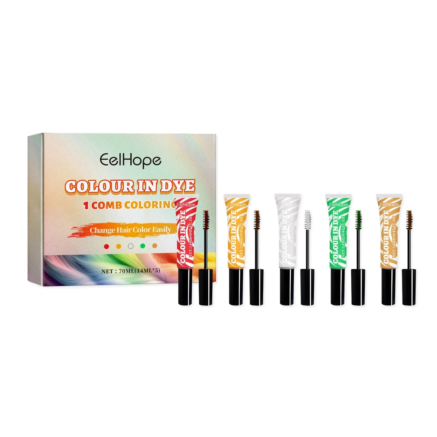 HOEGOA Temporary Hair Dye Set – 5 Vibrant Colors, Plant-Based