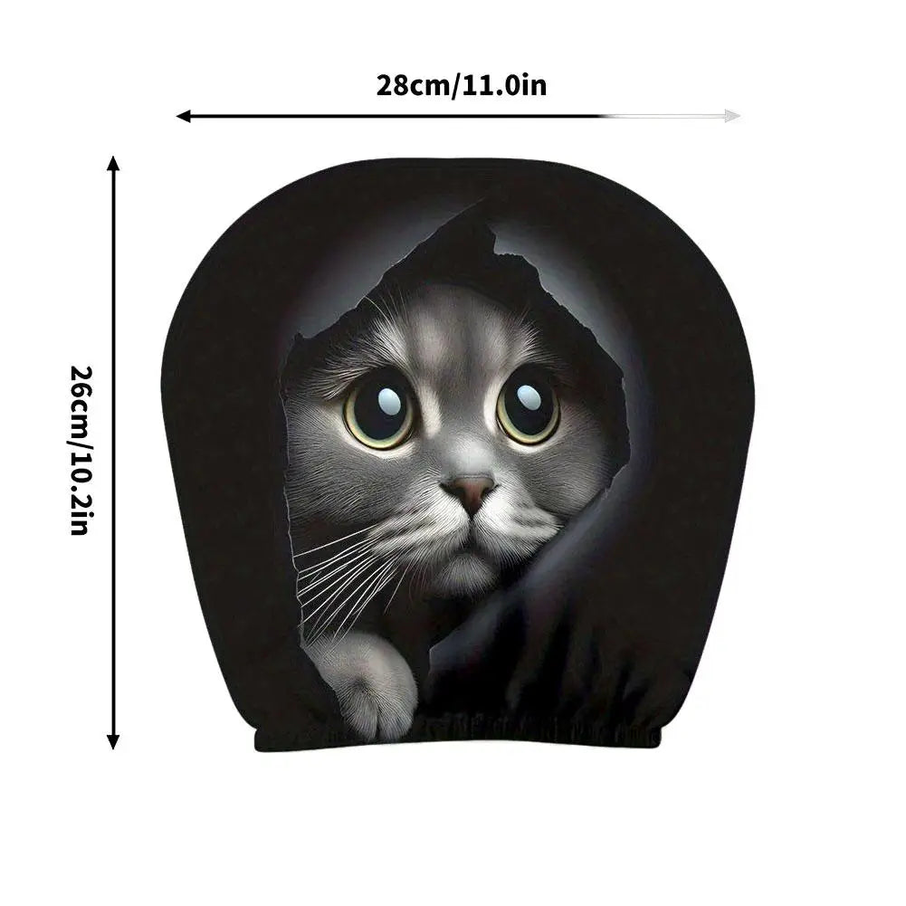 Cute Cat Car Headrest Covers – Washable, Stretch Fit (2 Pack)
