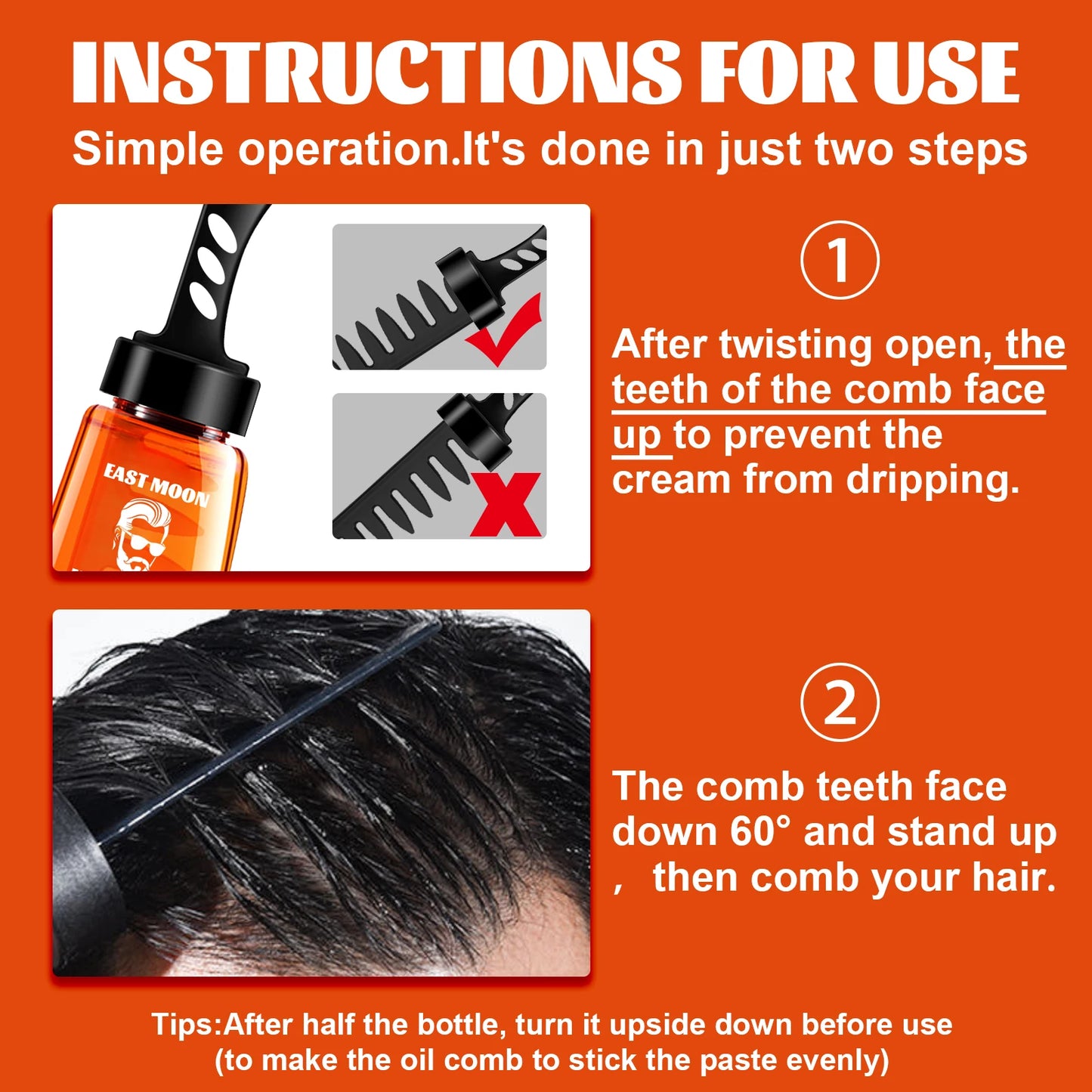 East Moon 2-in-1 Men's Hair Wax Gel & Comb | Argan Oil 100ml