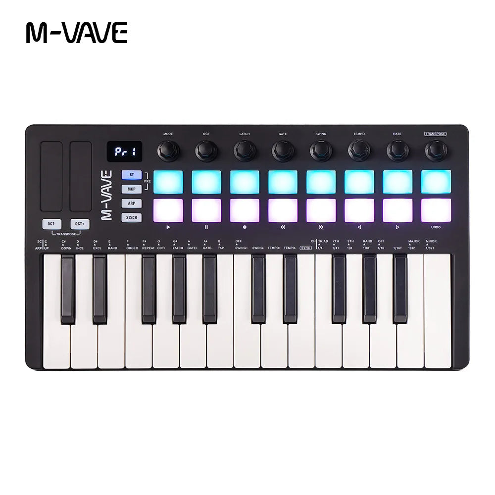M-VAVE SMK- 25 Key MIDI Keyboard Controller 16 RGB Drum Pads