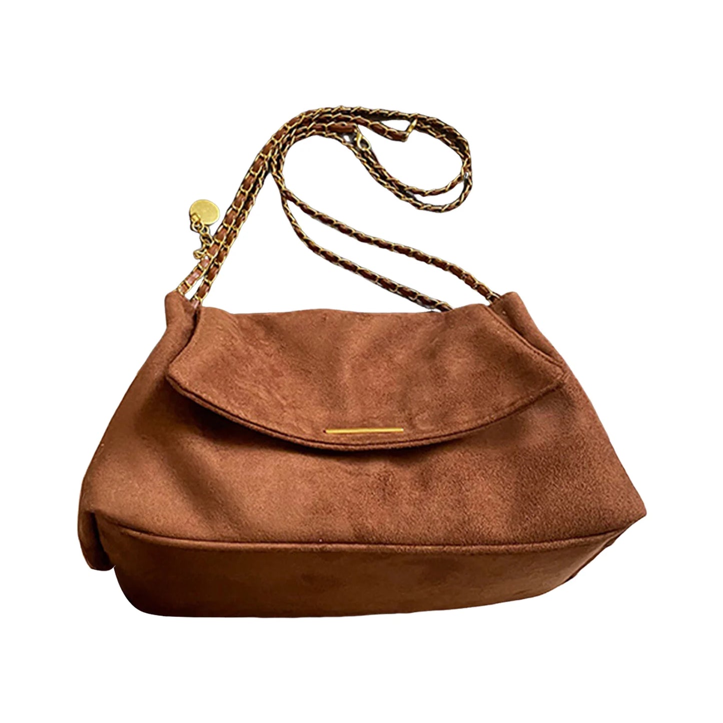 Women's Tote Bag Large Capacity Shoulder Crossbody Bag with Chain Strap Vintage Design for Daily Commute and Office Peaceful Pleasures Health and Wellness Brown