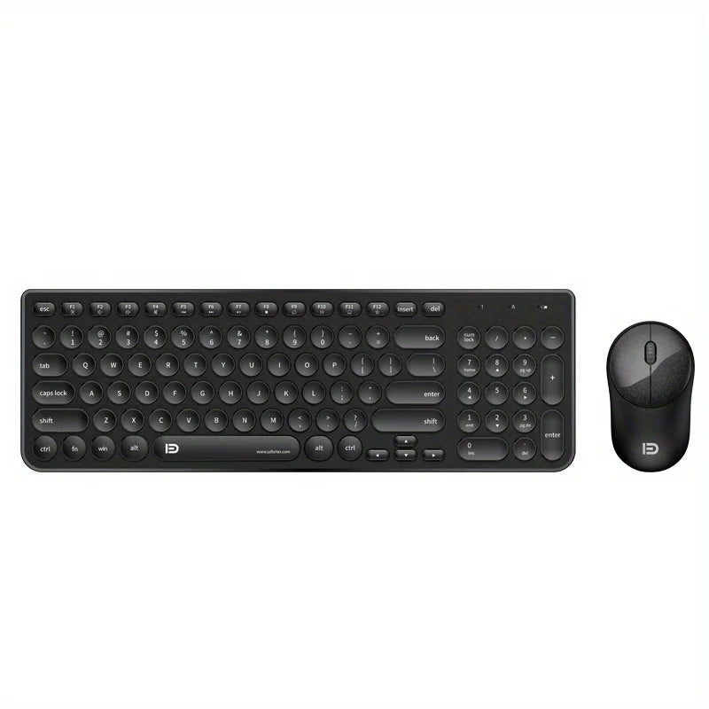 1 Set of 2.4G Wireless Keyboard and Mouse, Portable 95-key Multimedia key Office Mouse Kits, Silent Round Keyheads keyboard Mice Peaceful Pleasures Health and Wellness Black