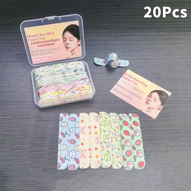 Cartoon Pattern Random Color Self-shaping Nose Splint Nose Adhesive Tape Nose Shape Corrector Provide External Support Fixation Peaceful Pleasures Health and Wellness box 20Pcs