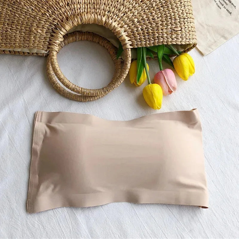 Seamless Strapless Bandeau Bra | Wireless Tube Top for Women Bandeau Bra Peaceful Pleasures Health and Wellness Beige One Size