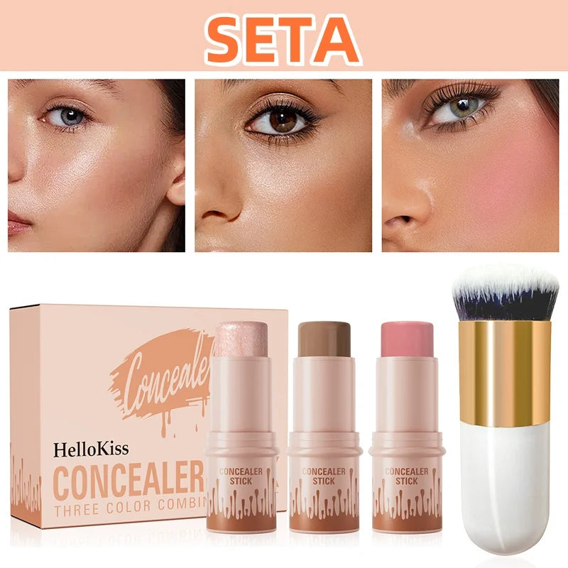 3-Piece Cream Contour Set – Contour, Highlight & Blush Sticks