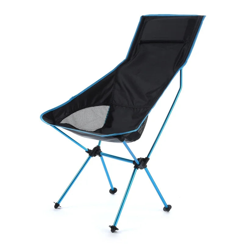 Outdoor folding chair - Compact and ultra-light portable leisure recliner for camping, beach, fishing. Aluminum alloy moon chair Peaceful Pleasures Health and Wellness blue