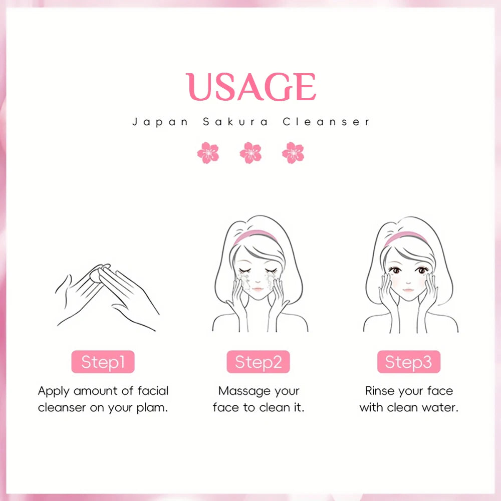 SUYARUN Japanese Sakura Face Wash - Gentle Hydrating Cleanser, Brightening Oil Control for Sensitive Skin. Peaceful Pleasures Health and Wellness