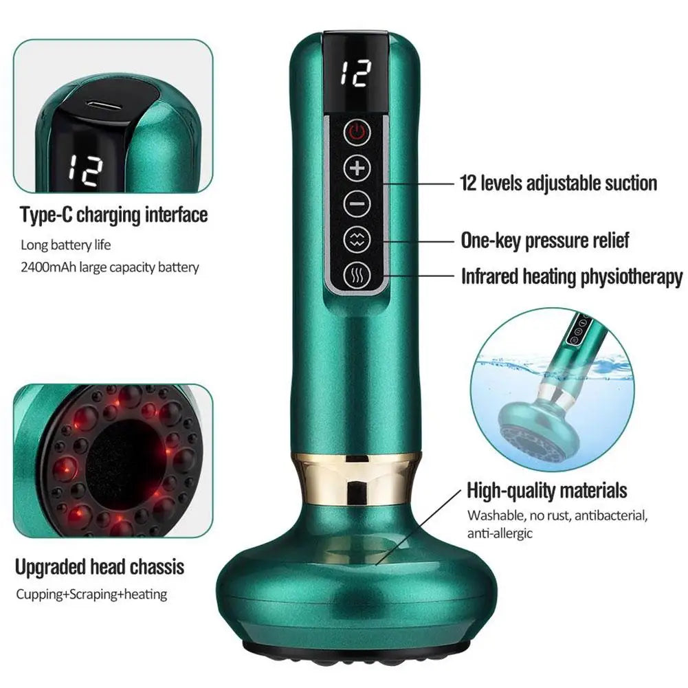 Rechargeable Cupping Massager – 12-Level Suction & Heat