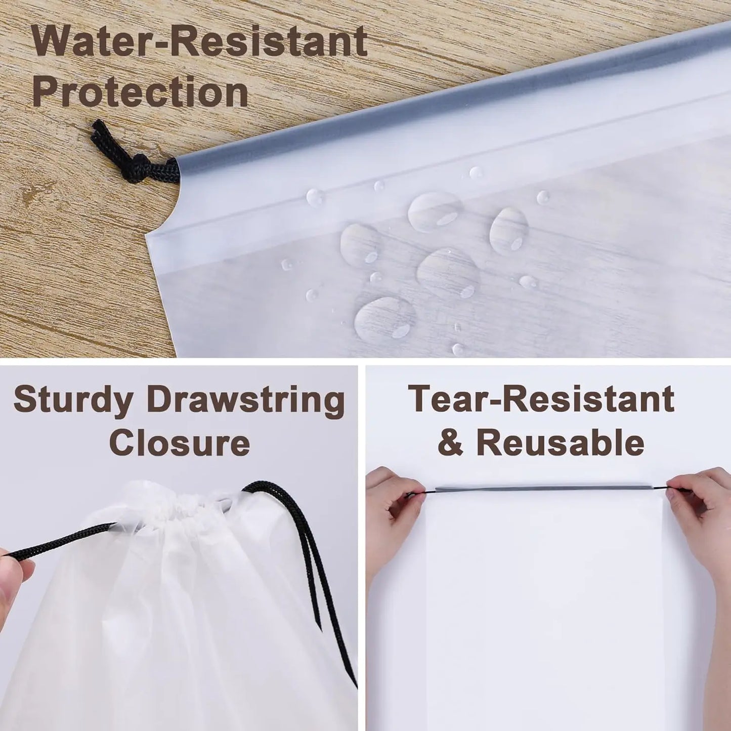 18-Pack Clear Travel Shoe Bags – Water-Resistant PEVA Drawstring Travel Accessories Peaceful Pleasures Health and Wellness