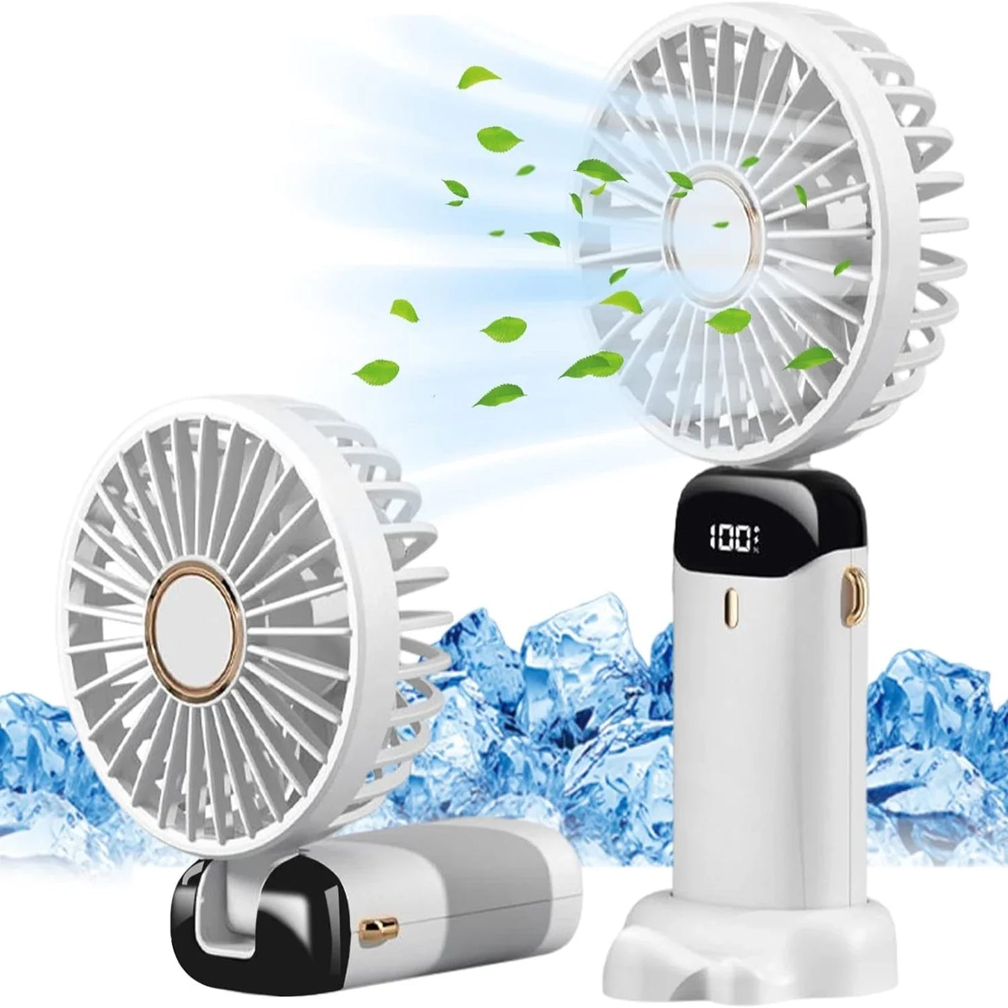 N15 Foldable USB Rechargeable Mini Fan with LED Display & Base
