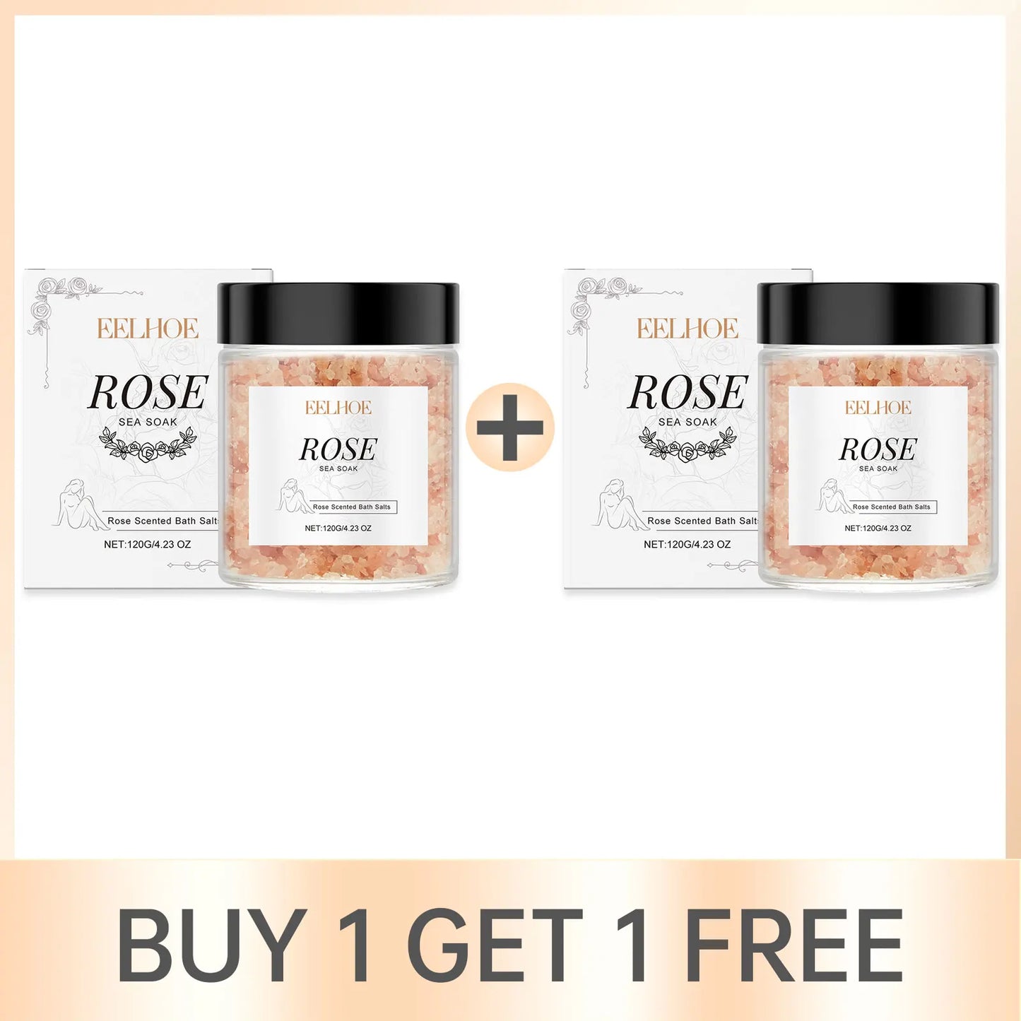 EELHOE Rose Bath Salts – Exfoliating, Pore-Minimizing, Stress Relief