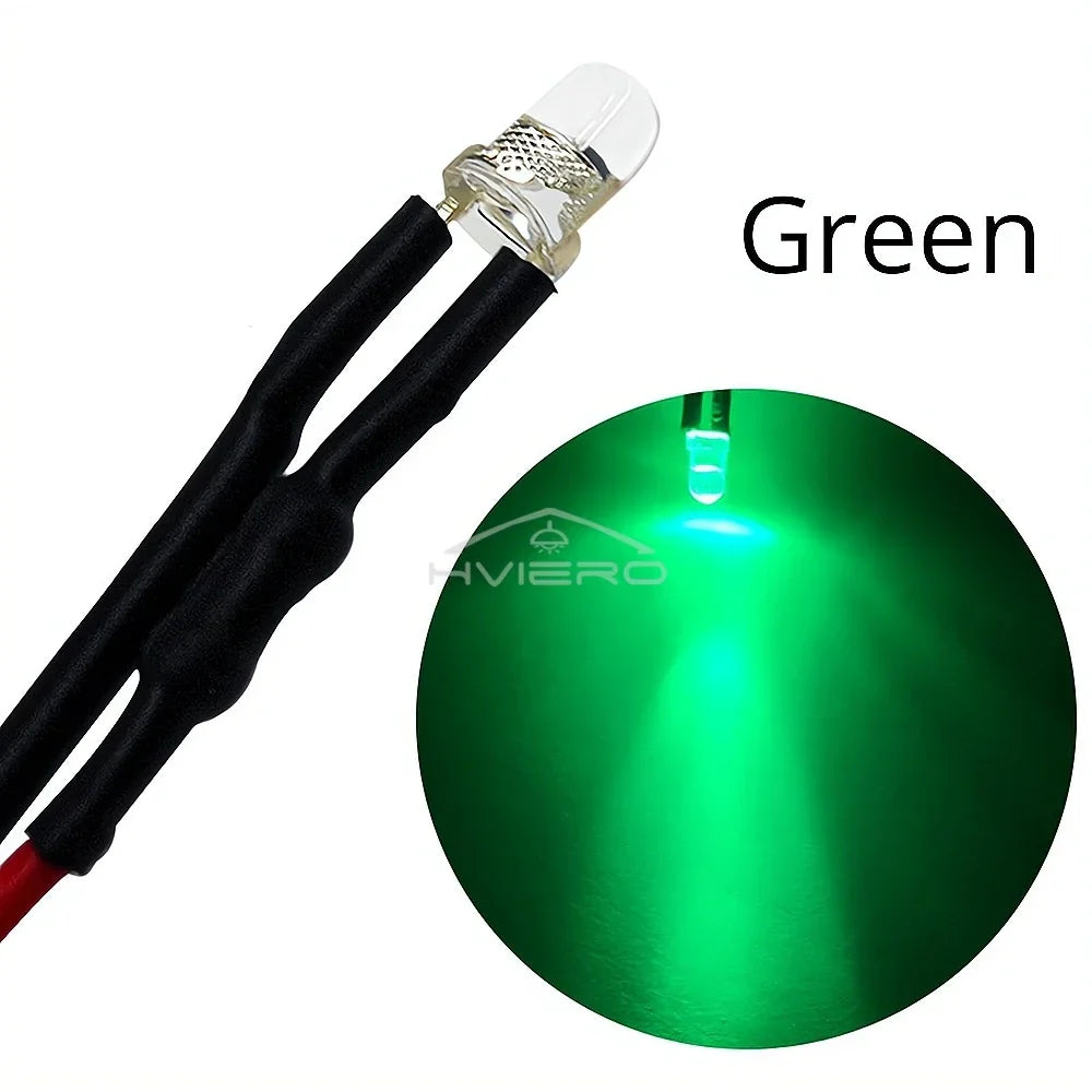 3mm Pre-Wired LED Bulbs DC 12V Water Clear | 5–100 Pack