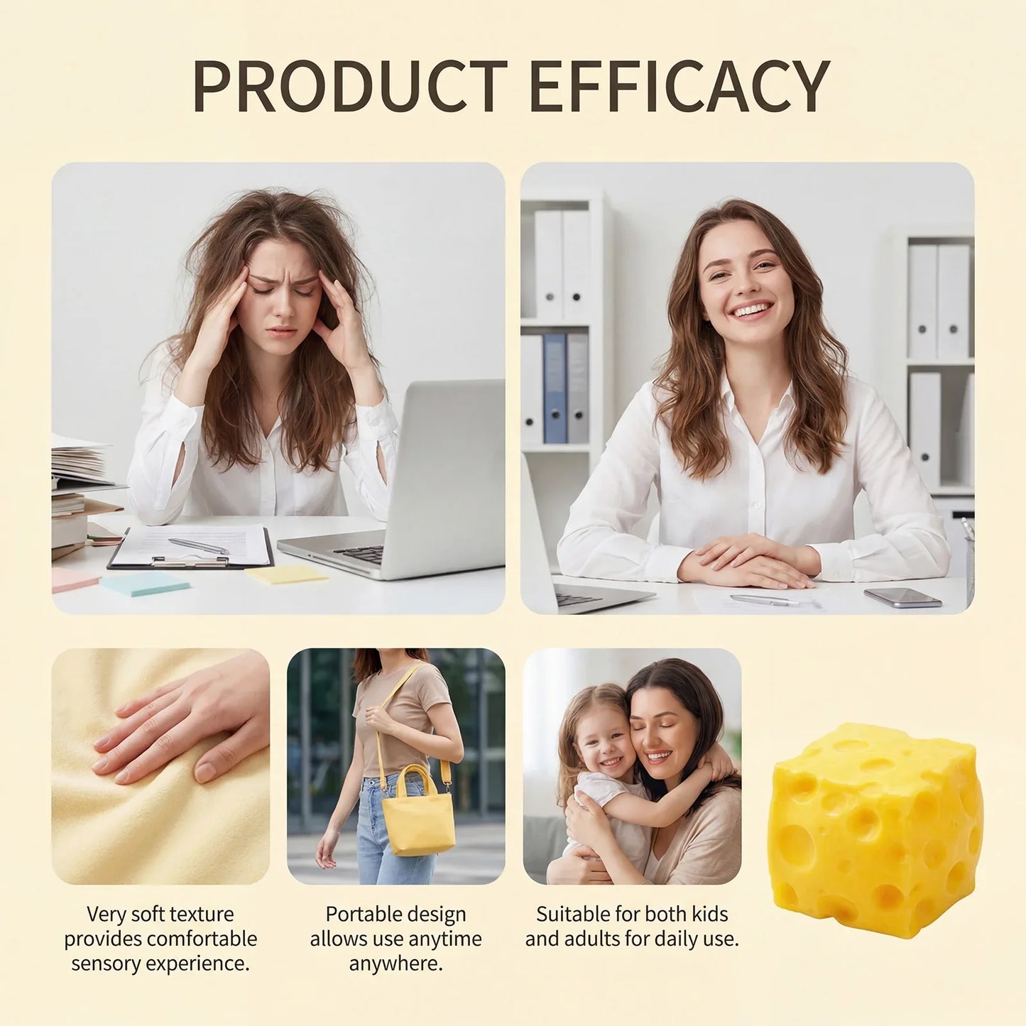 Yellow Cheese Squeeze Toy – Slow-Rising Squishy Gift