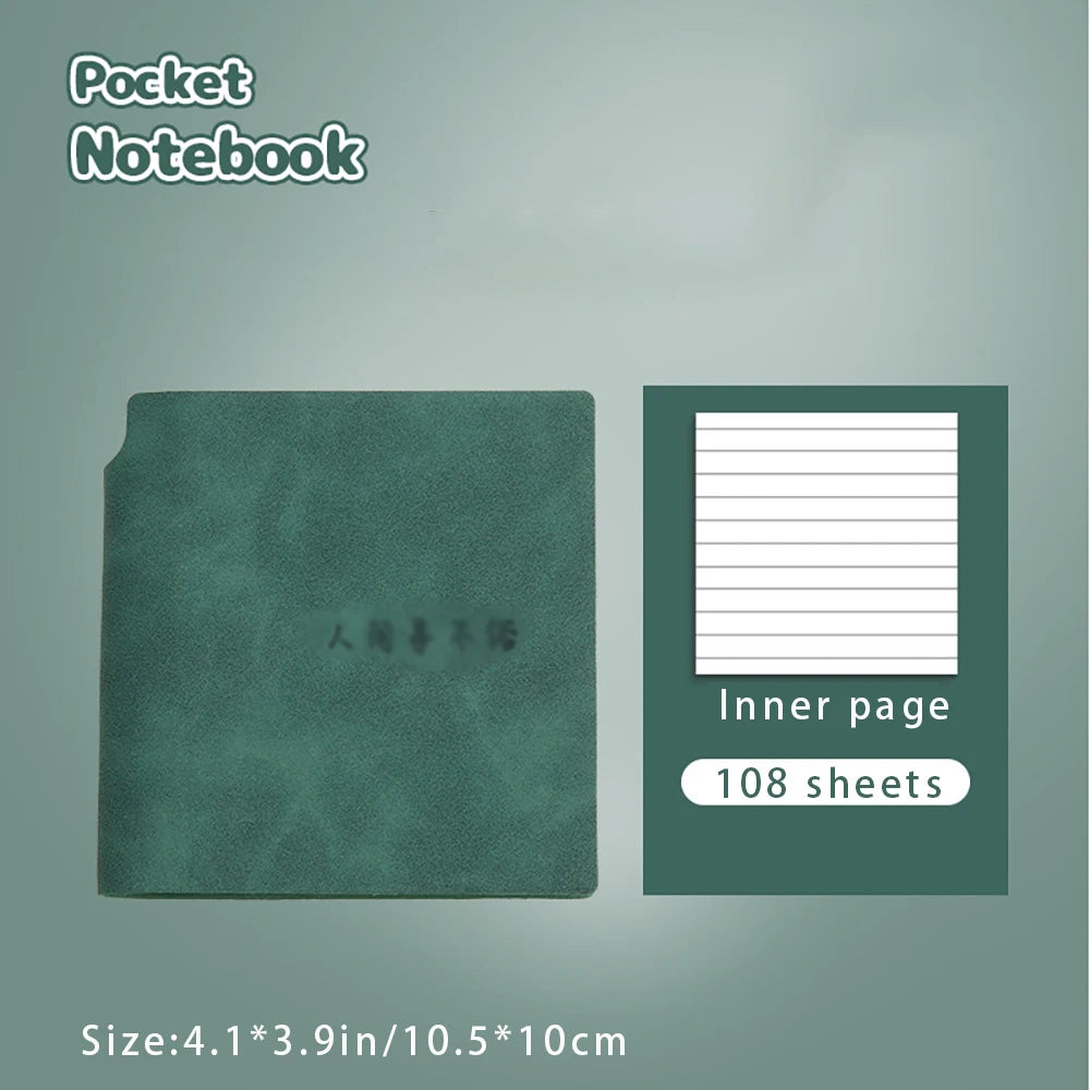 Portable Square Notebook Leather Surface Thickened 108 Sheets Student