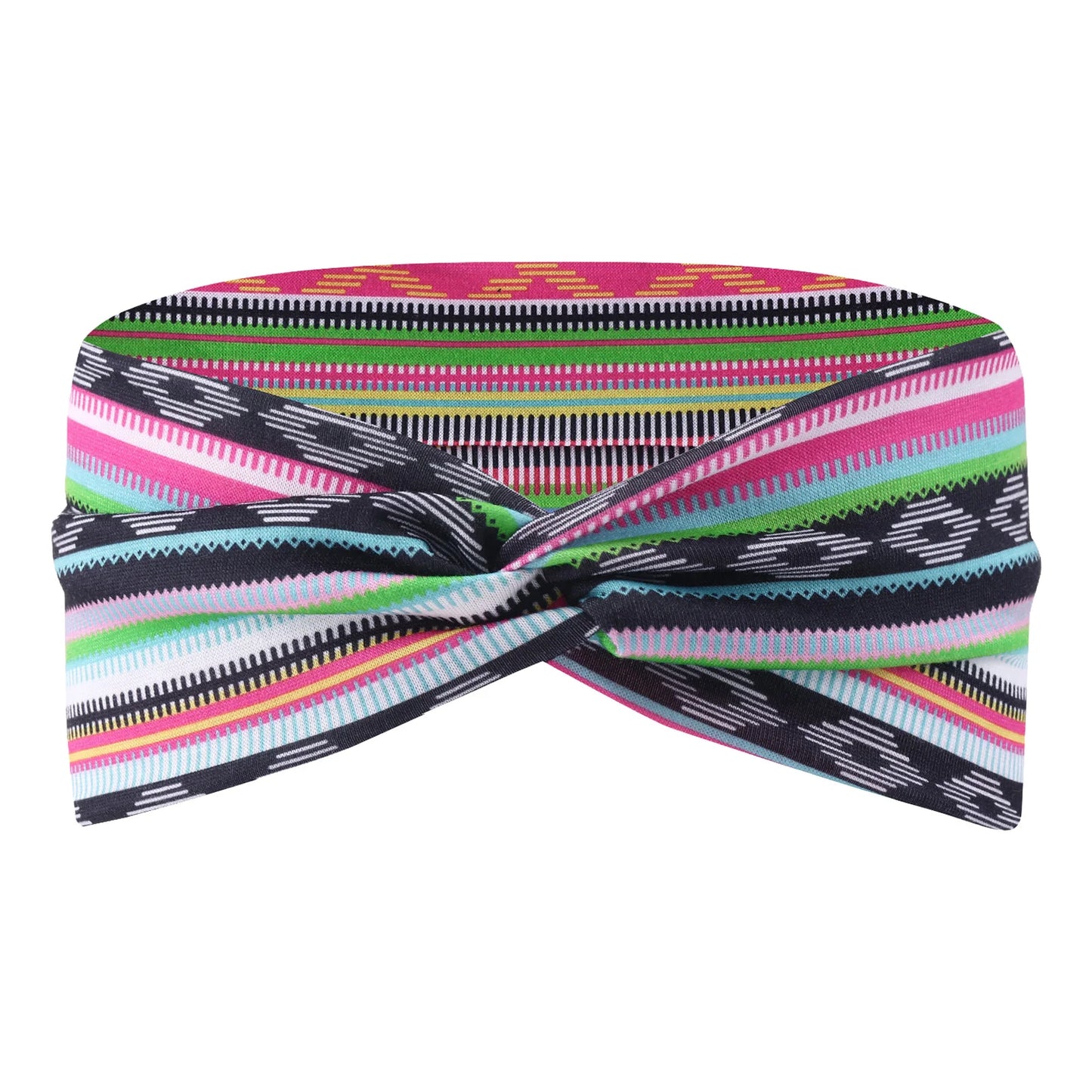 Women's Sports Headband Elastic Non-Slip Wide Sweat-Absorbing for Yoga Running Peaceful Pleasures Health and Wellness Rainbow stripes