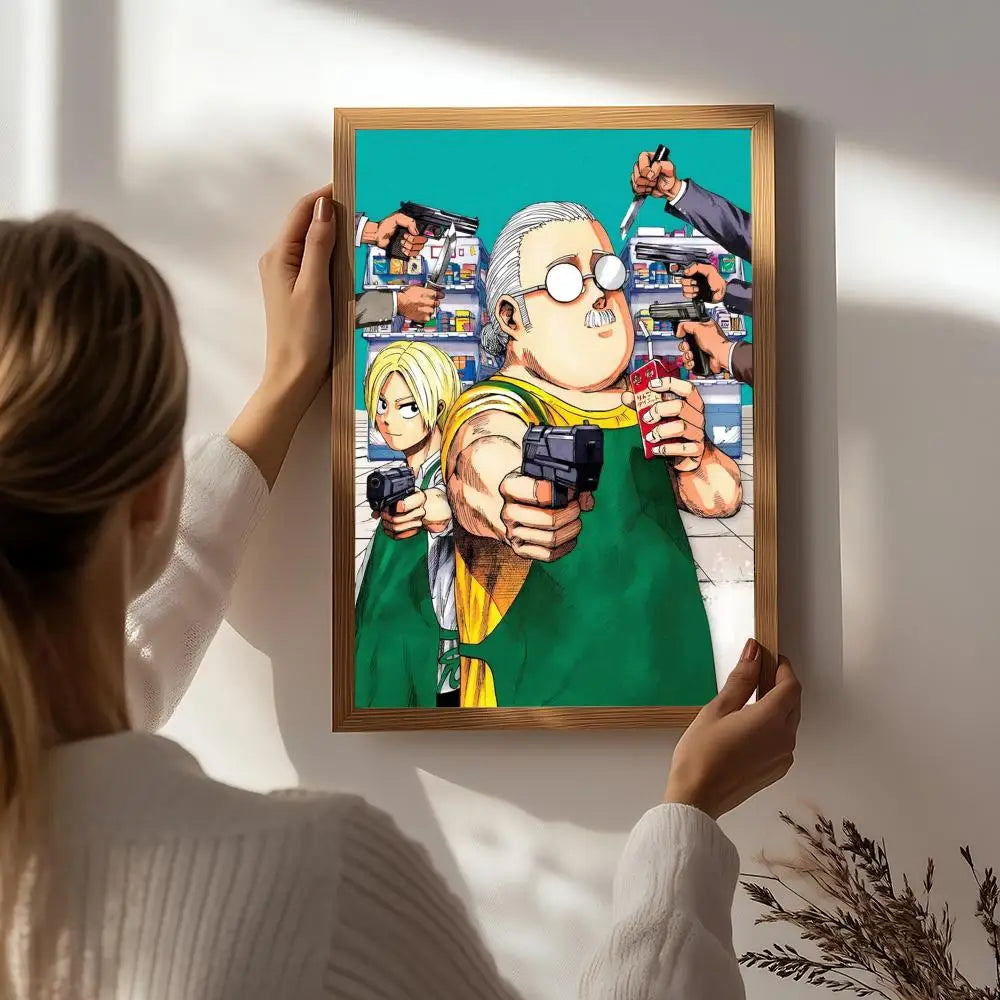 Sakamoto Days Anime Poster HD Self-Adhesive Waterproof Wall Art Anime Wall Poster Peaceful Pleasures Health and Wellness White1 30X40cmNoframe