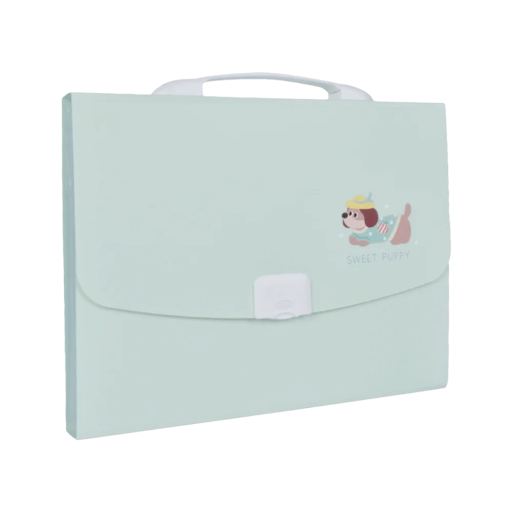 13 Pockets Expanding File Folder a4 Size Multi-Layer Paper Document Storage Holder Cartoon with Handle Portable Organ Bag Peaceful Pleasures Health and Wellness Green