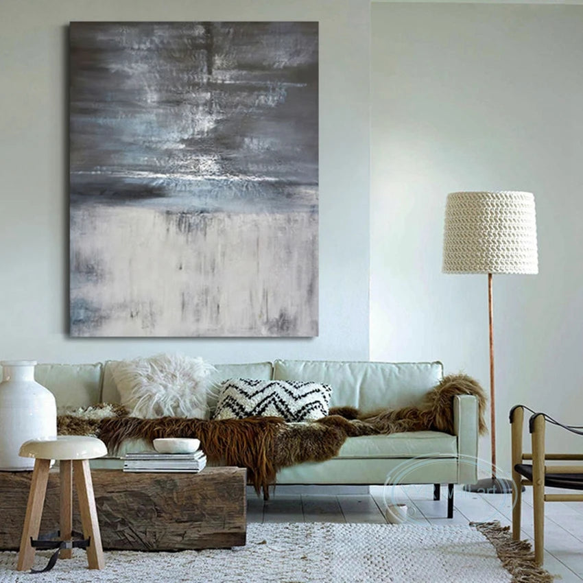 Nordic Pop Abstract Wall Art Canvas Large Poster Handmade Oil Painting Living Room Bedroom Porch Office Acrylic Decorative Mural Peaceful Pleasures Health and Wellness