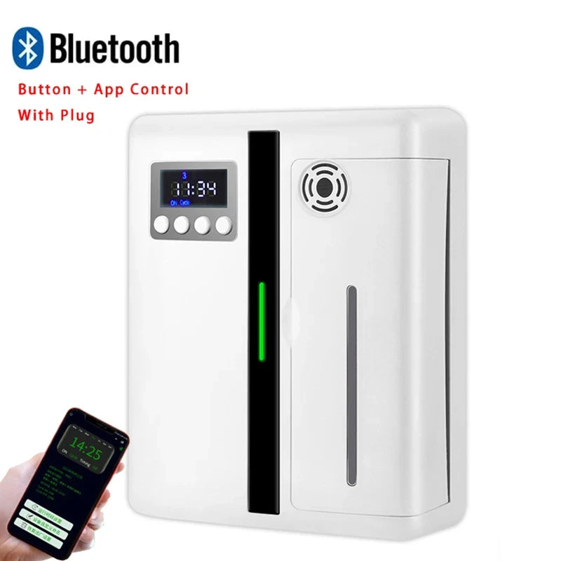 Scent Machine Aroma Diffuser Wall Mounted Hotel 160ML Aroma Diffuser With Fan Inside For Large Area Hotel Lobby Home Fragrance Peaceful Pleasures Health and Wellness Bluetooth - white EU