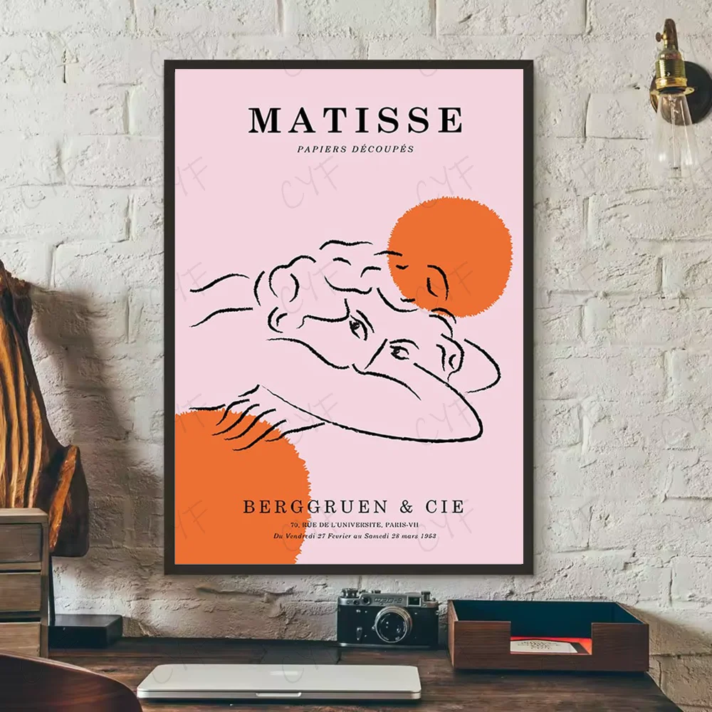 Abstract Pink Matisse Floral Art Poster | Waterproof Wall Décor Art Wall Poster Peaceful Pleasures Health and Wellness