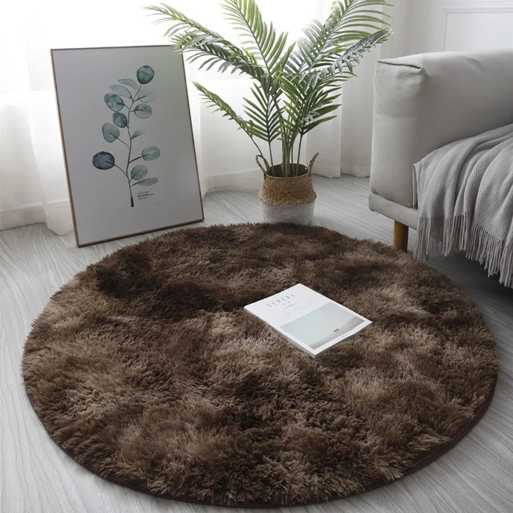 1X Circle Round Shaggy Rug Living Room Bedroom Carpet Floor Mat