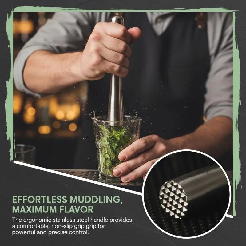 2-in-1 Stainless Steel Cocktail Muddler & Ice Crusher Bar Tool