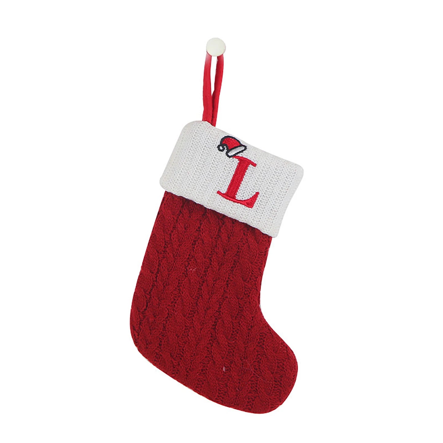 Personalized Knitted Christmas Stocking | Monogram Initial