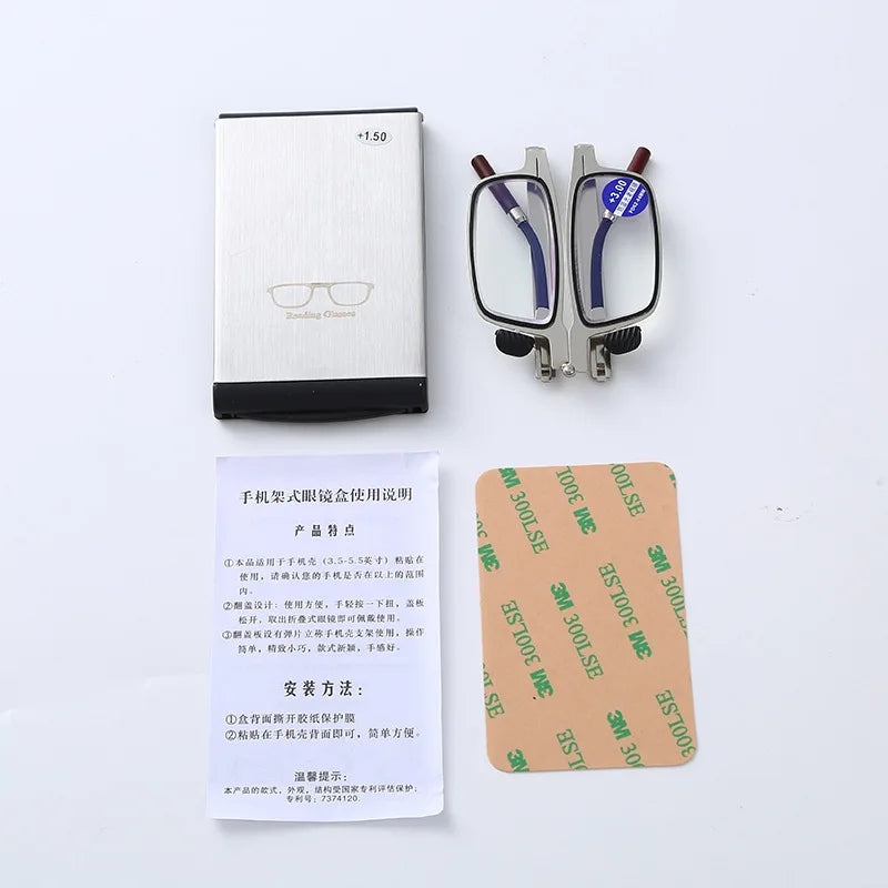 Mobile Phone Rack Folding Ultra-Thin Portable Anti Blue Light Far and Near Dual-Purpose High-Definition Presbyopia Glasses Peaceful Pleasures Health and Wellness
