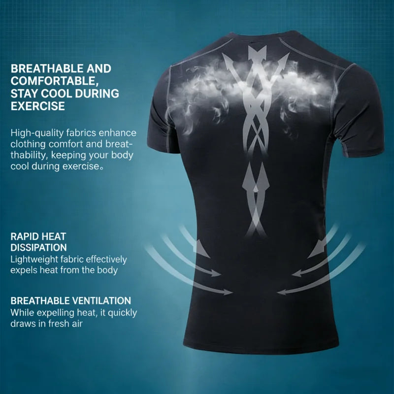 Men's T-shirt summer sportswear running T-shirt quick-drying stretch sweatshirt men's fitness T-shirt training sports top Peaceful Pleasures Health and Wellness