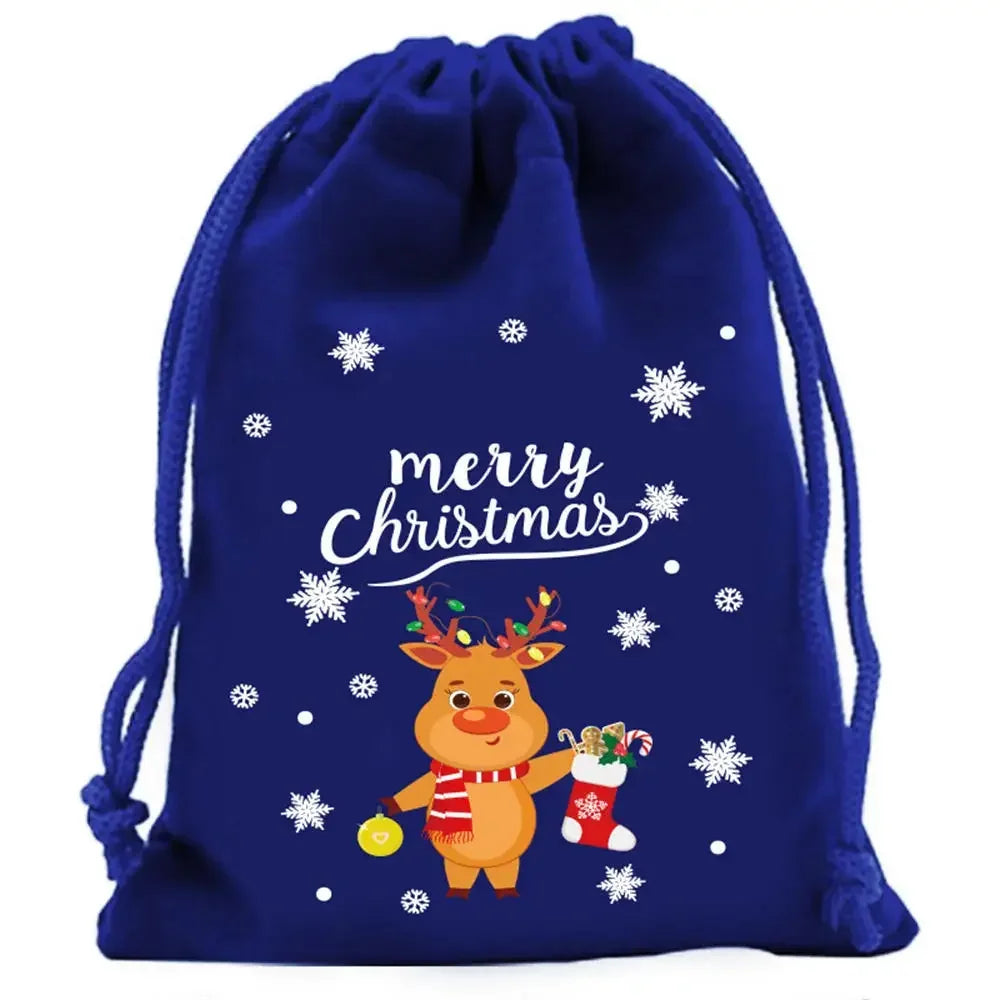 Christmas Velvet Drawstring Gift Bags | Candy & Jewelry Pouches