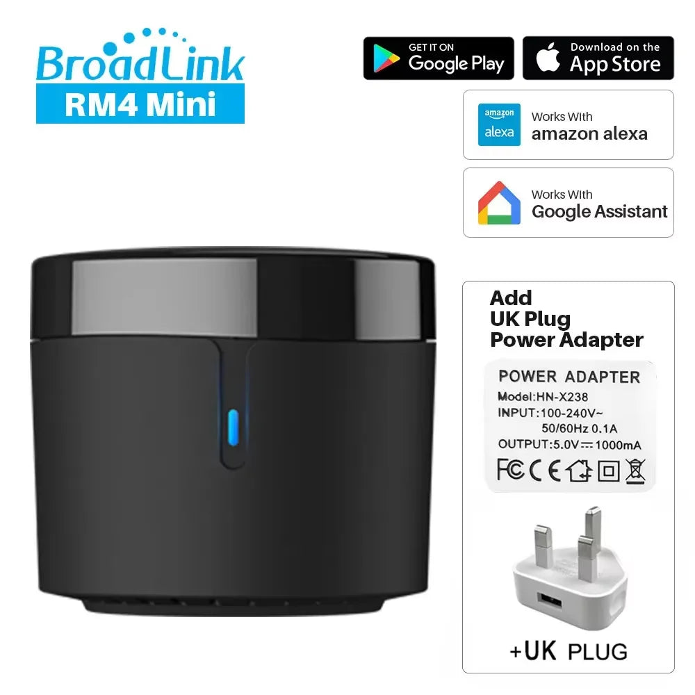 Broadlink Rm4 Mini Smart Remote Control Infrared Universal IR Audio Video Smart Home work with Google Home Alexa Peaceful Pleasures Health and Wellness Uk Rm4mini China Mainland