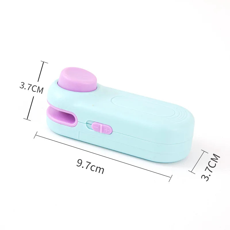Portable Mini Sealer 2 in 1 Heat Sealer For Snacks Home use rechargeable sealer Vacuum Sealer Snacks plastic bag heat sealer Peaceful Pleasures Health and Wellness Blue