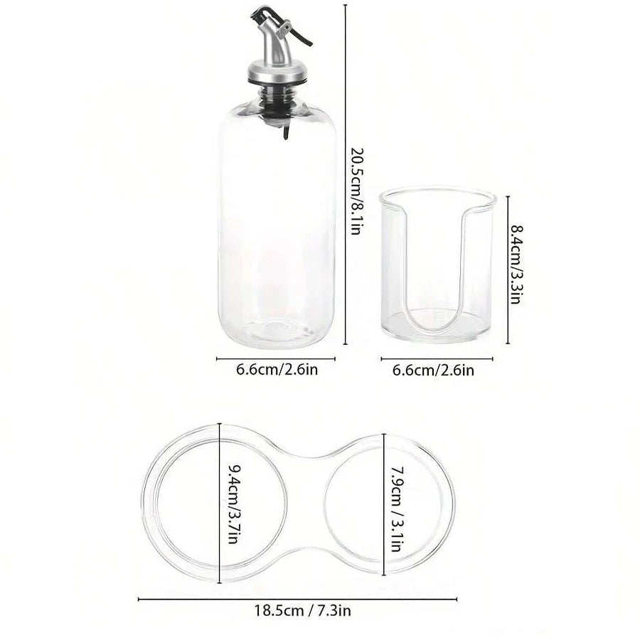Mouthwash Dispenser with Cup Holder & Tray – 3-Piece Clear Pump Bottle Bathroom Organizer Set