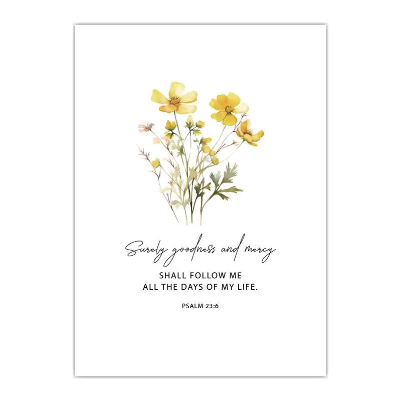 Christian Bible Verse Wall Art, Motivational Quote Flower Canvas Painting | Minimalist Poster for Living Room Bedroom Decor Peaceful Pleasures Health and Wellness 03 40x60cm No Frame China Mainland