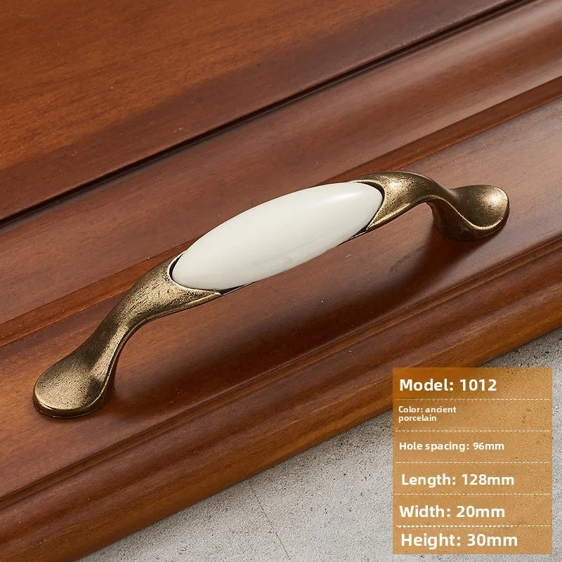 Antique Bronze Morning Glory Cabinet Knobs | Ceramic & Zinc Alloy