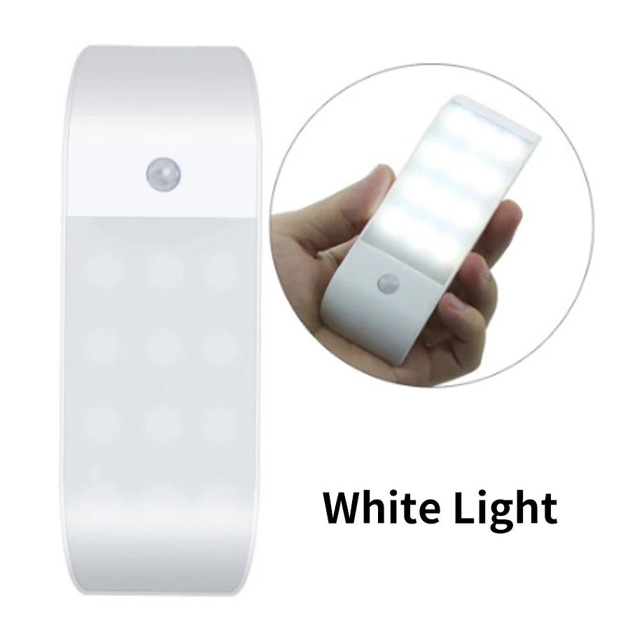 12LEDs Motion Sensor Night Light Rechargeable Magnetic Cabinet Lights Smart Sensor Night Lamp for Hallway Bedroom Kitchen Stairs Peaceful Pleasures Health and Wellness 1pc white light