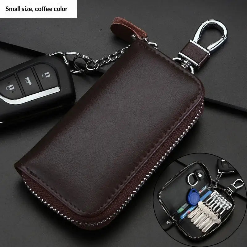 JETTING PU Leather Key Bag – Zipper Organizer for Men & Women