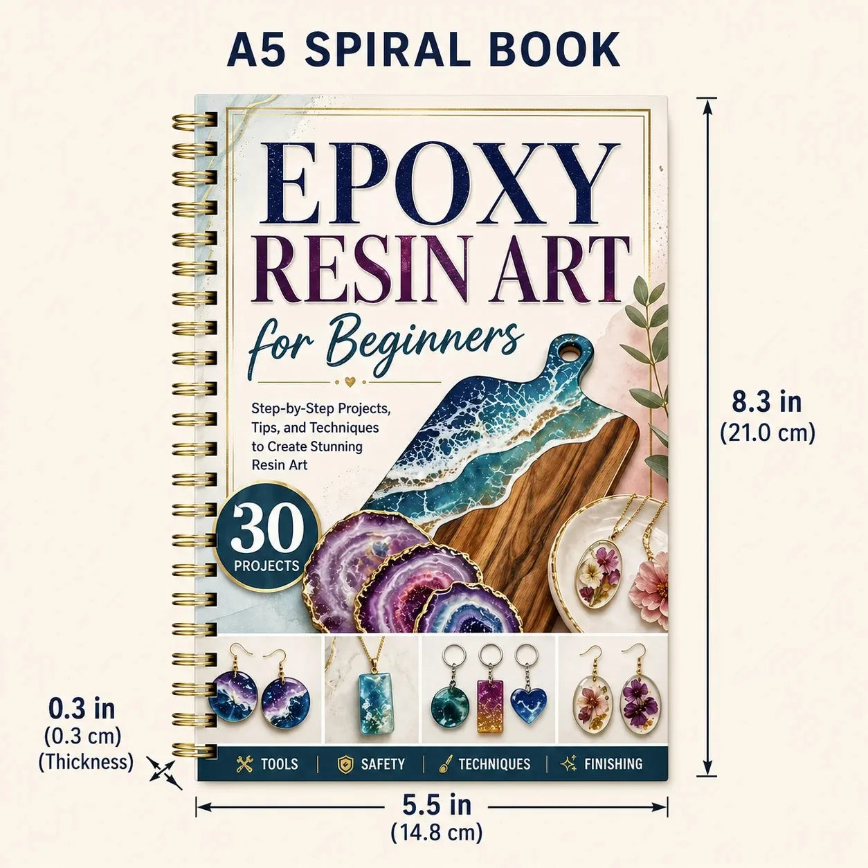 Epoxy Resin Art Beginners A5 Spiral DIY Craft Guide 30 Projects